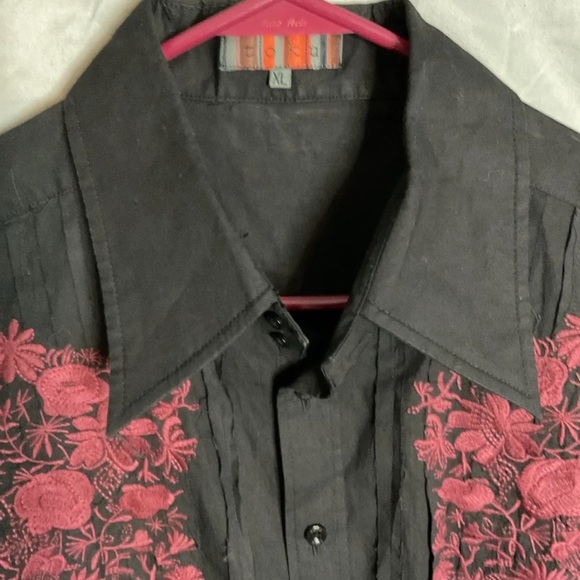 Toku Men’s Long Sleeve Black Embroidered Shirt Size XL Western / rock style - Picture 3 of 7